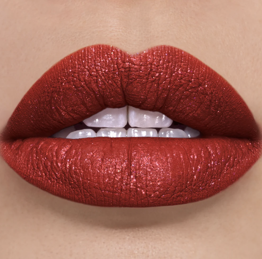 Glitter red lipstick